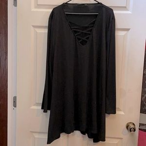 EUC Zanzea Little Black Dress with Caged Vneck, Size 5x
